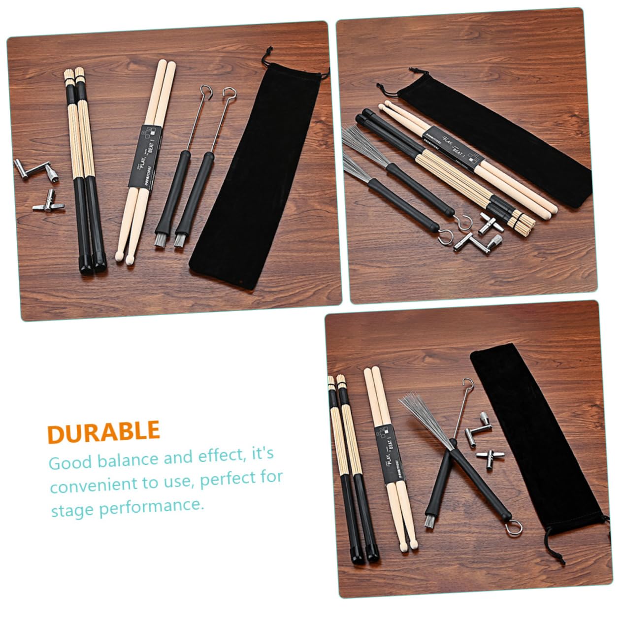 ifundom 1set Bacchette Per Batteria Con Chiave Di Tuning Spazzole e Borsa Pratica Kit Completo Per Batteristi Professionisti e Principianti