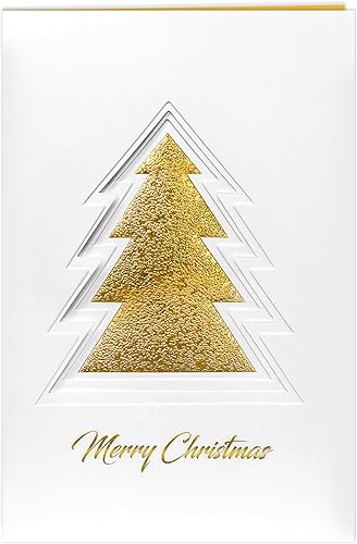 12 tarjetas de felicitación de Navidad con lámina dorada y relieve, árbol de Navidad troquelado en 3D con tarjetas de Navidad de 6.75 x 4.5 pulgadas disponible en Yaxa Venezuela