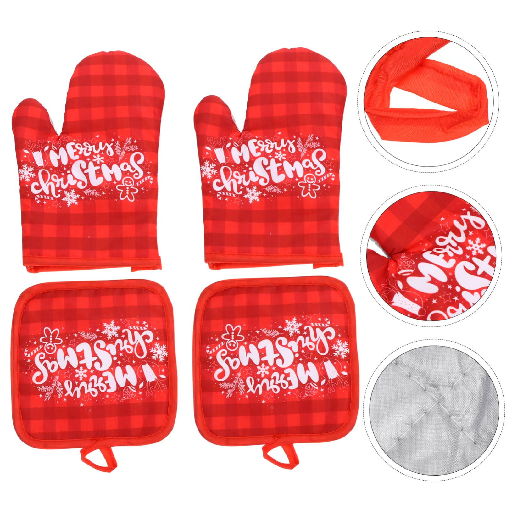 MAGICLULU 6 Sets Mikrowellenhandschuhe Ofenhandschuhe Ofenhandschuhe Weihnachtsofenhandschuh Und Topflappen Fäustlinge Doppelte Küchenhandschuhe Ofenmaske Weihnachtsanzüge Bedruckte