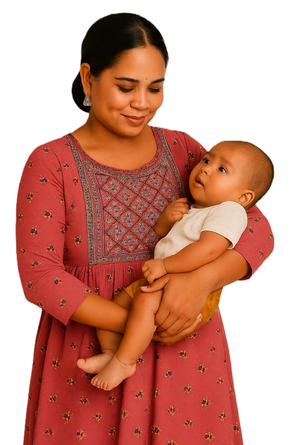 Women's Blue Cotton Maternity & Feeding Nighty – Soft Floral Printed Nursing Dress | Ideal for All Seasons |-image-21