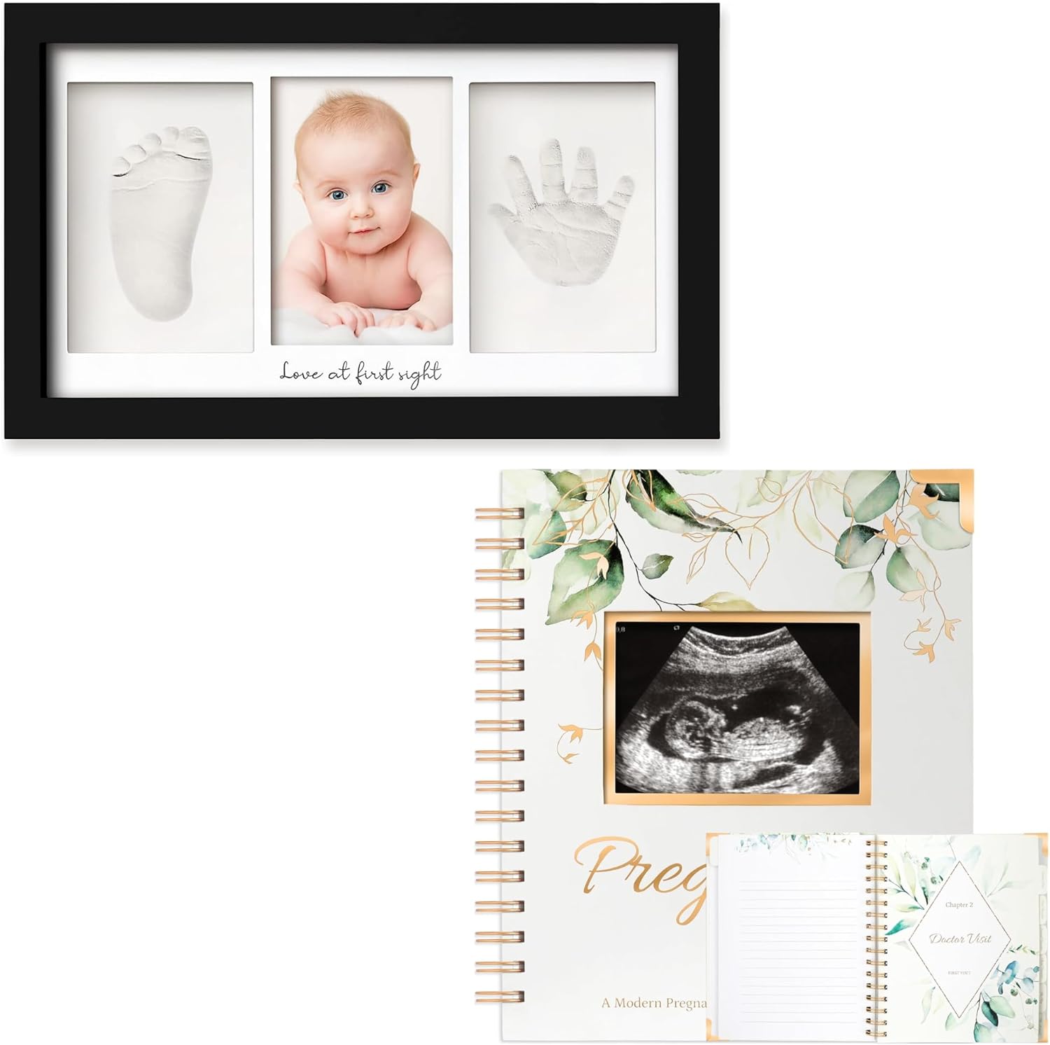 KeaBabies Baby Hand and Footprint Kit & Pregnancy Journal for Moms to Be - Baby Footprint Kit - 90 Pages Hardcover Pregnancy Book - Newborn Keepsake Frame - Pregnancy Journals for First Time Moms