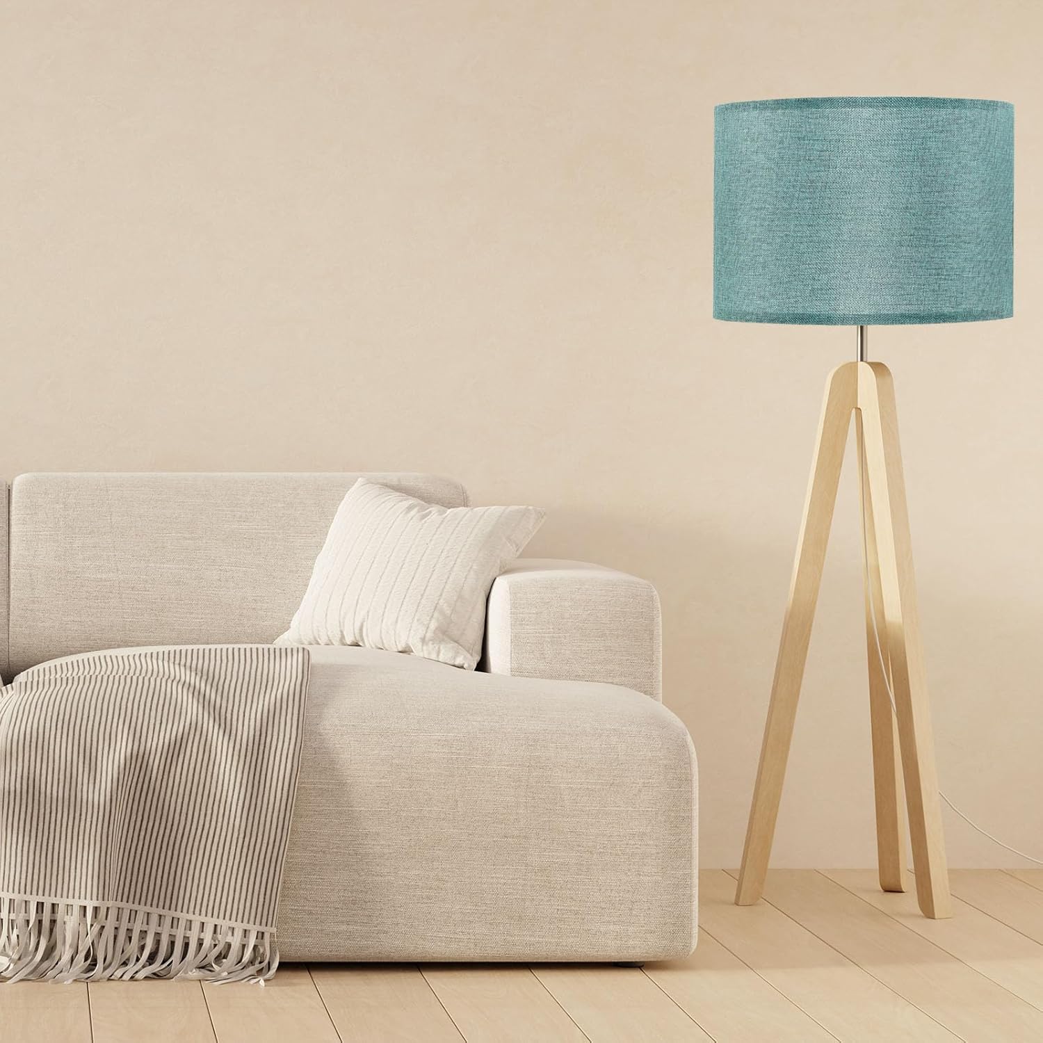 PATIKIL Drum Lamp Shades, 13"x13"x9" Linen Round Lamp Shade for Table Lamps Easy Assembly Lampshade for Table Lamps Floor Lamps Bedside, Blue