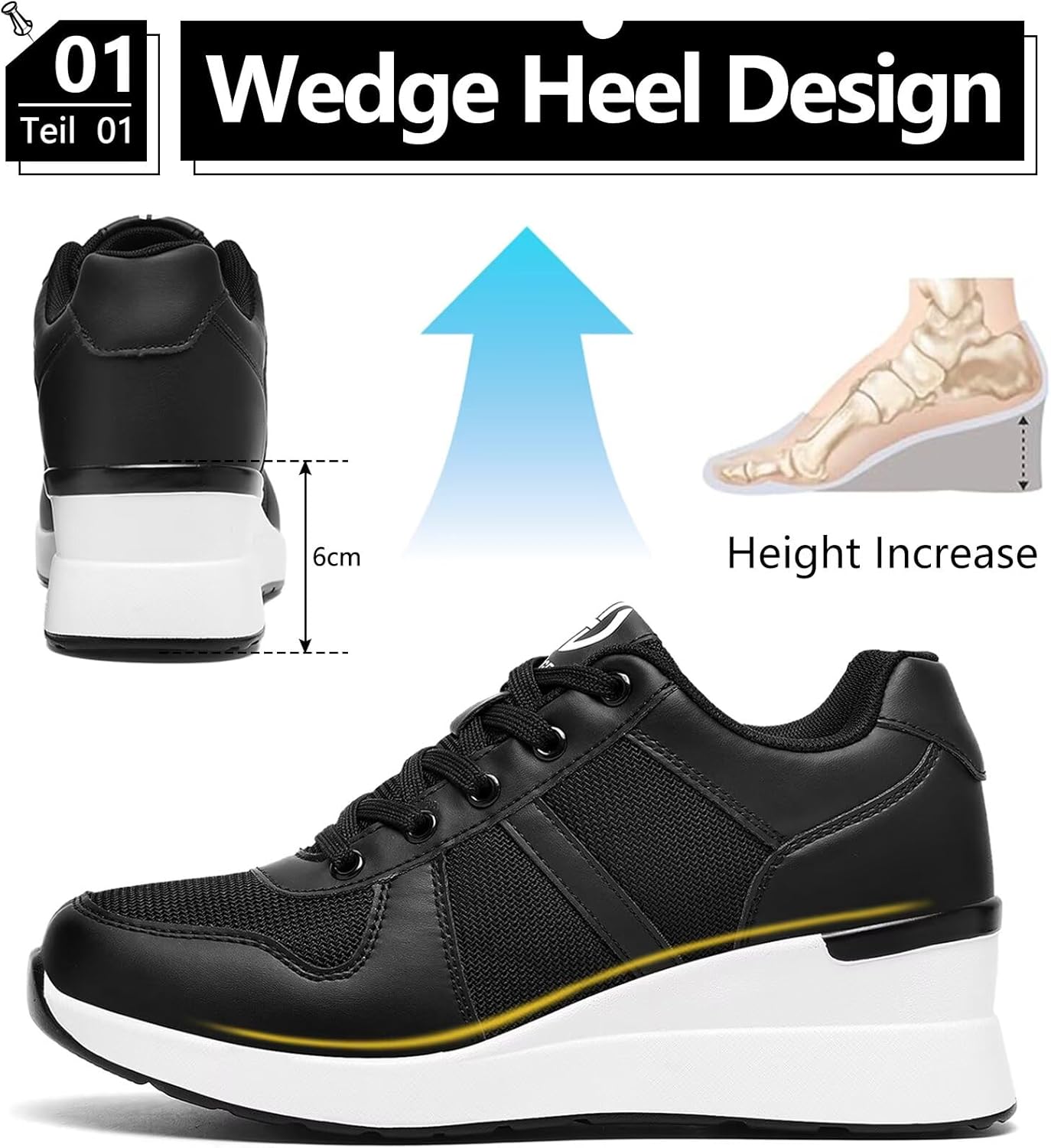Wedge Sneakers for Women, Non-Slip Breathable High Heels for All Seasons - Image 3