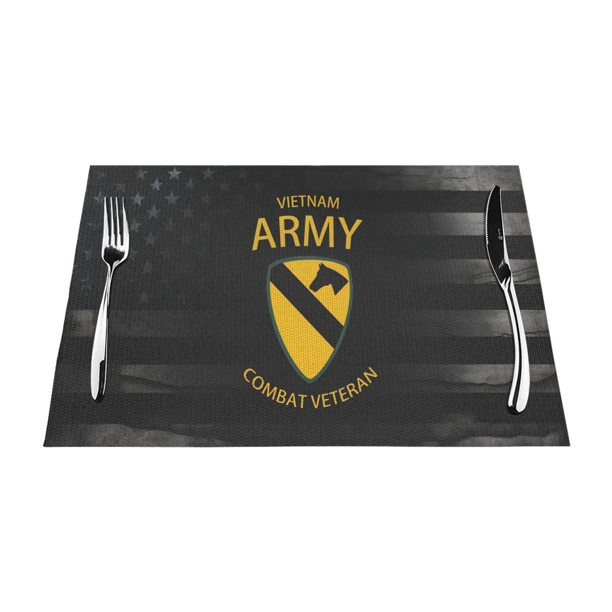 1st cav Vietnam Combat Vet Dishes Mat placemats Table Mats Set Table Decor for Party Restaurant Dishware Patio Picnic Decorations 1PC