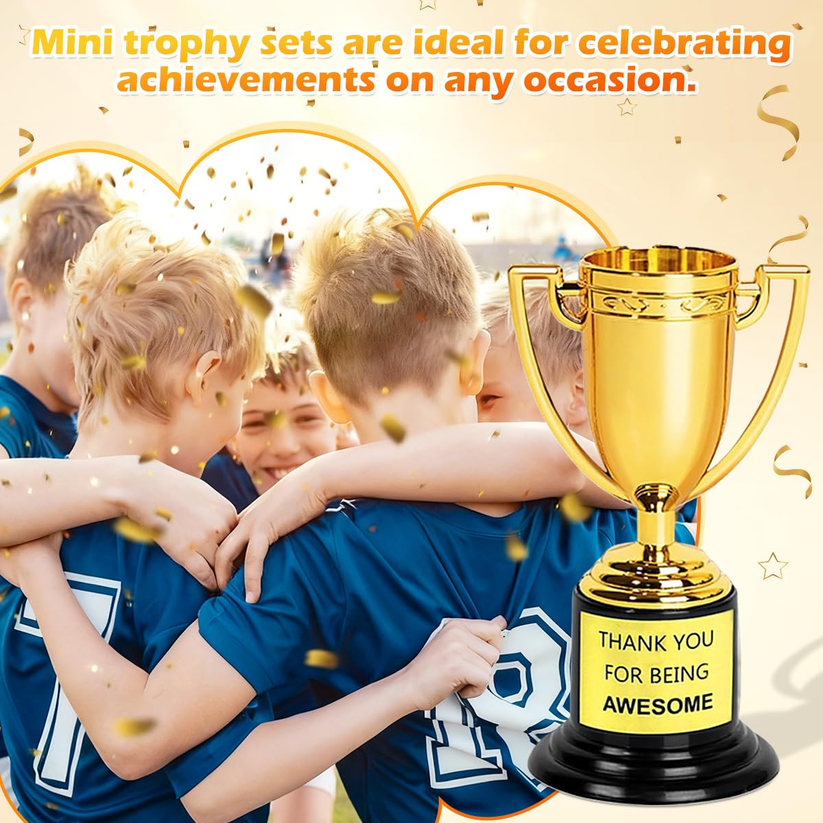 12 Pezzi Mini Trofei Oro Premio Trofei Mini Trofeo d'oro in Plastica Coppe per Piccoli Trofei in Plastica Dorata Mini Trofeo Oro per Feste, Celebrazioni Sportive, Premi in Classe