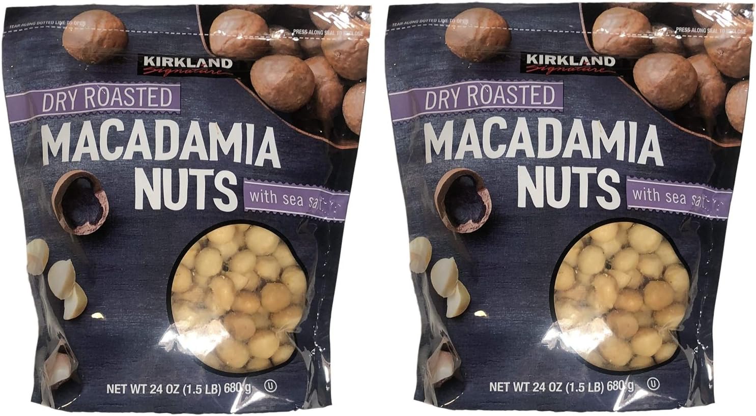 Signature Dry Roasted Macadamia Nuts with Sea Salt, Resealable Bag (48 Ounce (Pack of 2, 24 OZ Each Pack))