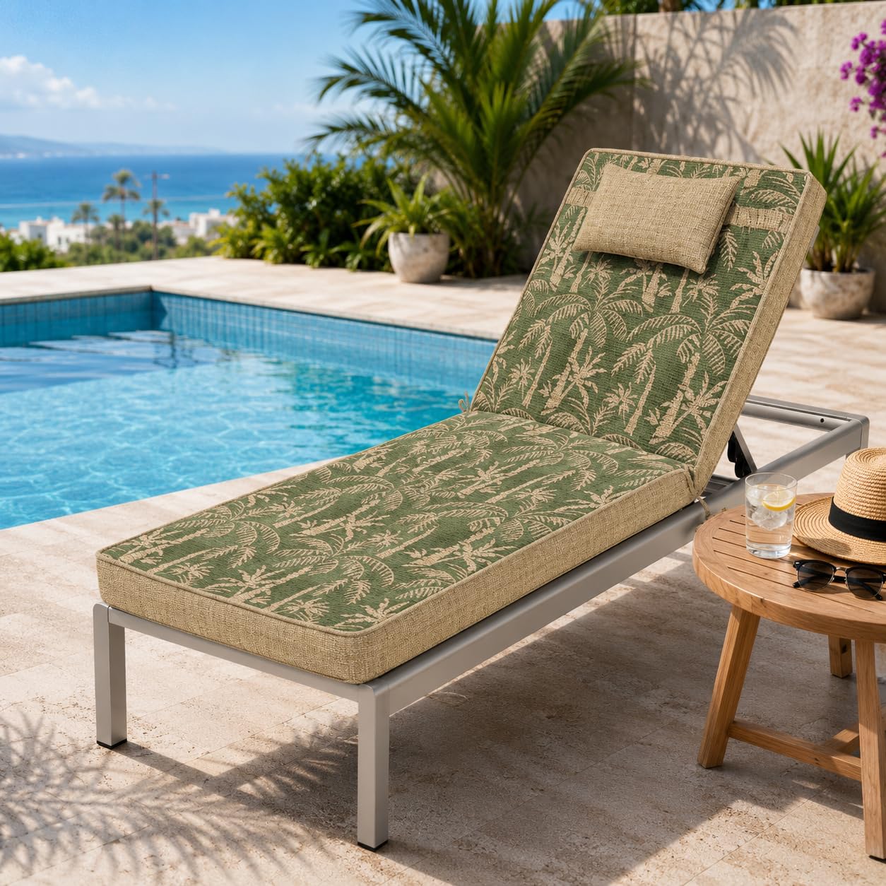 Cojín para Tumbona de Jardín y Piscina MANEMI Colchoneta Acolchada para Terraza