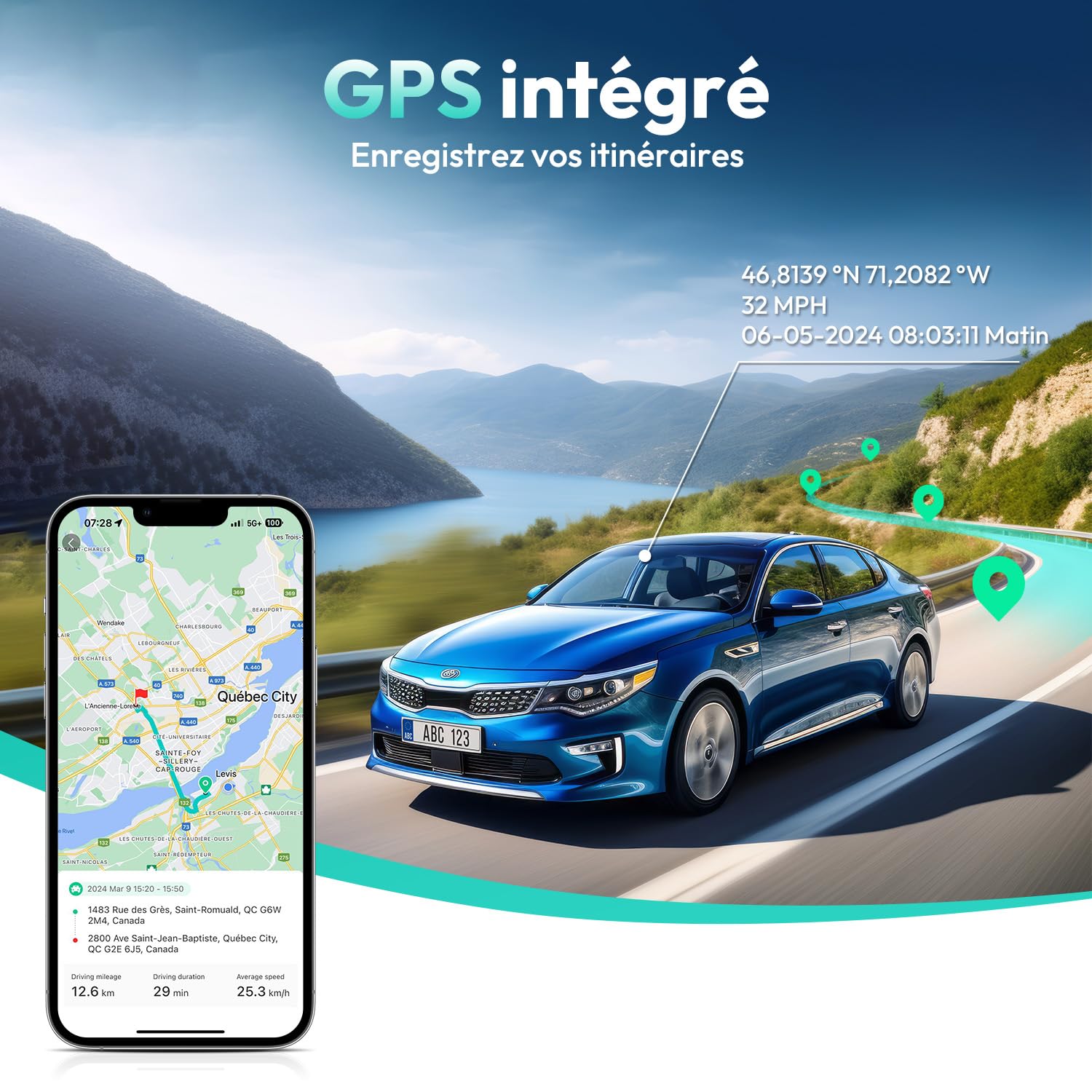 BOTSLAB 4K Dashcam Voiture Avant Arrière GPS, WiFi Caméra Voiture avec Carte SD 64GB,Camera Voiture Grand Angle 170°,ADAS,Vision Nocturne,WDR,G-Capteur,Mode Stationnement 24H
