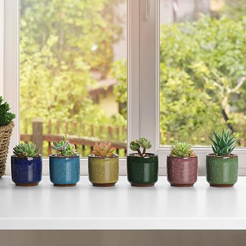 Miniatura 2 de T4U Maceta pequeña de cerámica para suculentas de 2.5 pulgadas con orificio de drenaje, juego de 24, recipiente de porcelana para manualidades,