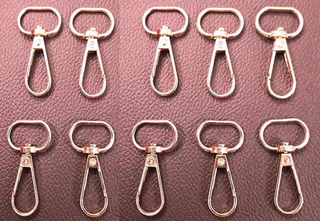 Nimida™ Metal Lobster Clamp/Clasps/Swivel/Dog Hook for Leather Craft DIY Crafts Purse and Bags - Golden Colour | Size 45 mm x 25 mm | Pack of 10