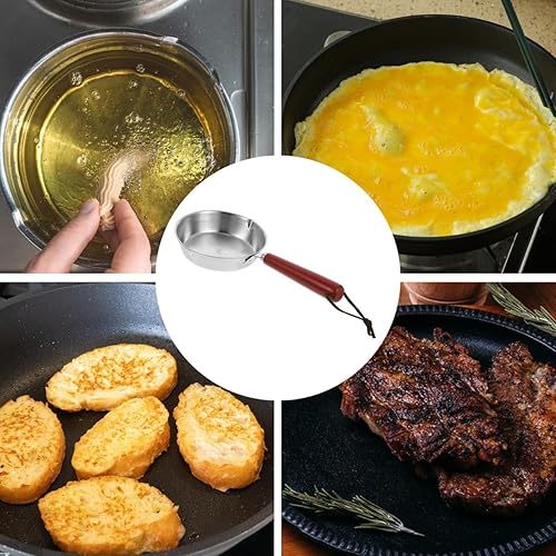 Miniatura 3 de SHOWERORO Sartén mini para panqueques de acero inoxidable cacerola portátil para chef, mini sartén para parrilla, sartén multiusos para huevos, mini