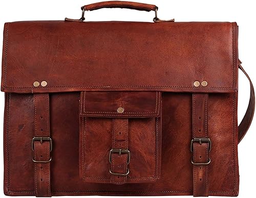 Miniatura 7 de RUSTIC TOWN Bolso bandolera de cuero genuino de 18 pulgadas - Bolso bandolera para portátil 18 pulgadas (marrón),14 pulgadas (marrón),16 pulgadas