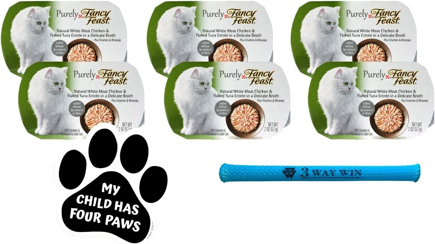 Purely Fancy Feast Wet Cat Food Bundle | Includes 6 Containers of Purely Fancy Feast White Meat Chicken & Flaked Tuna (2 Ounces) | Plus…