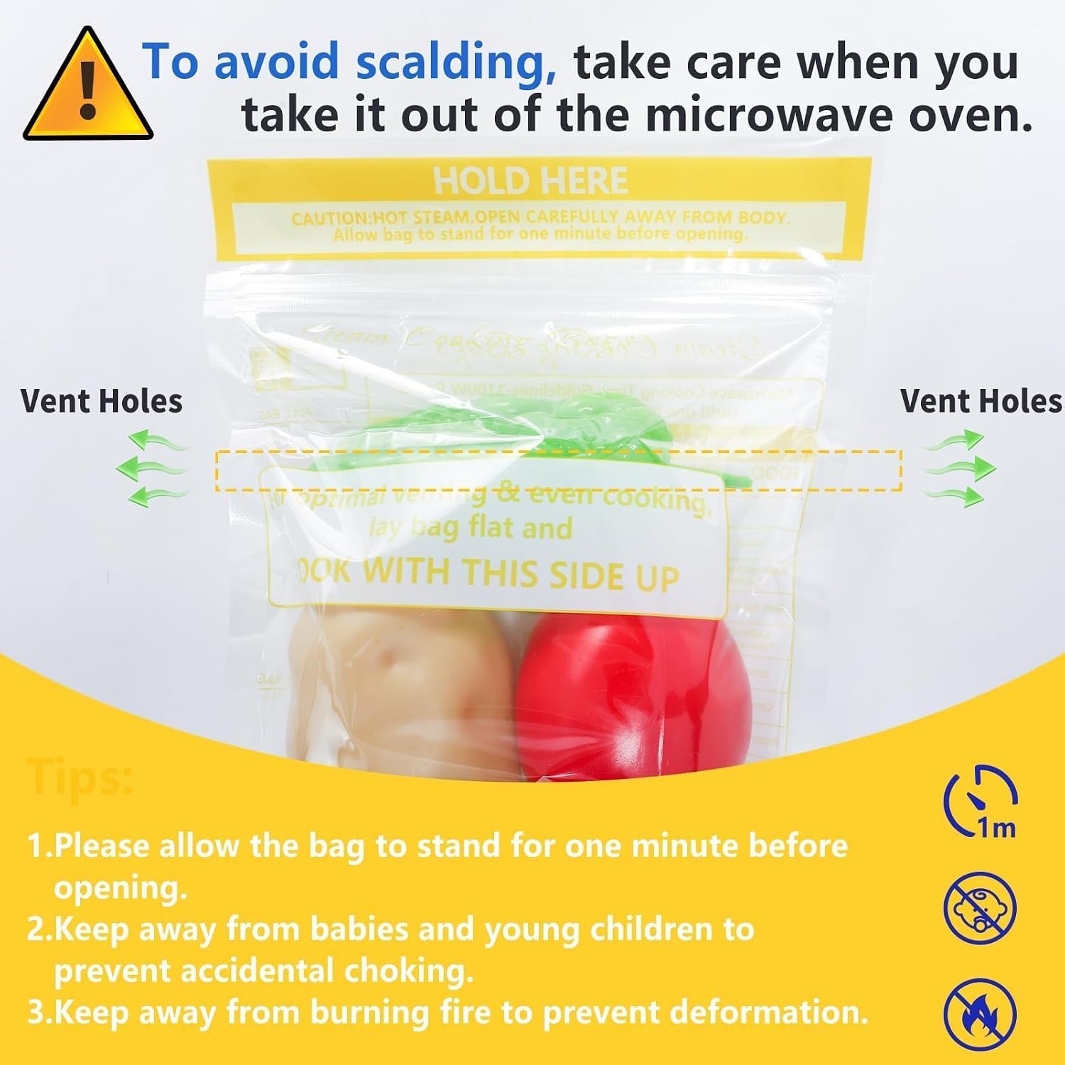 24 Pcs Microwave Steam Bags for Cooking Reusable Zipper Steam Vegetable Bag Frozen Food Heating Bags for Faster Vegetables Seafood and Meat, 7.1 X 7.9 Inches (24) image 5