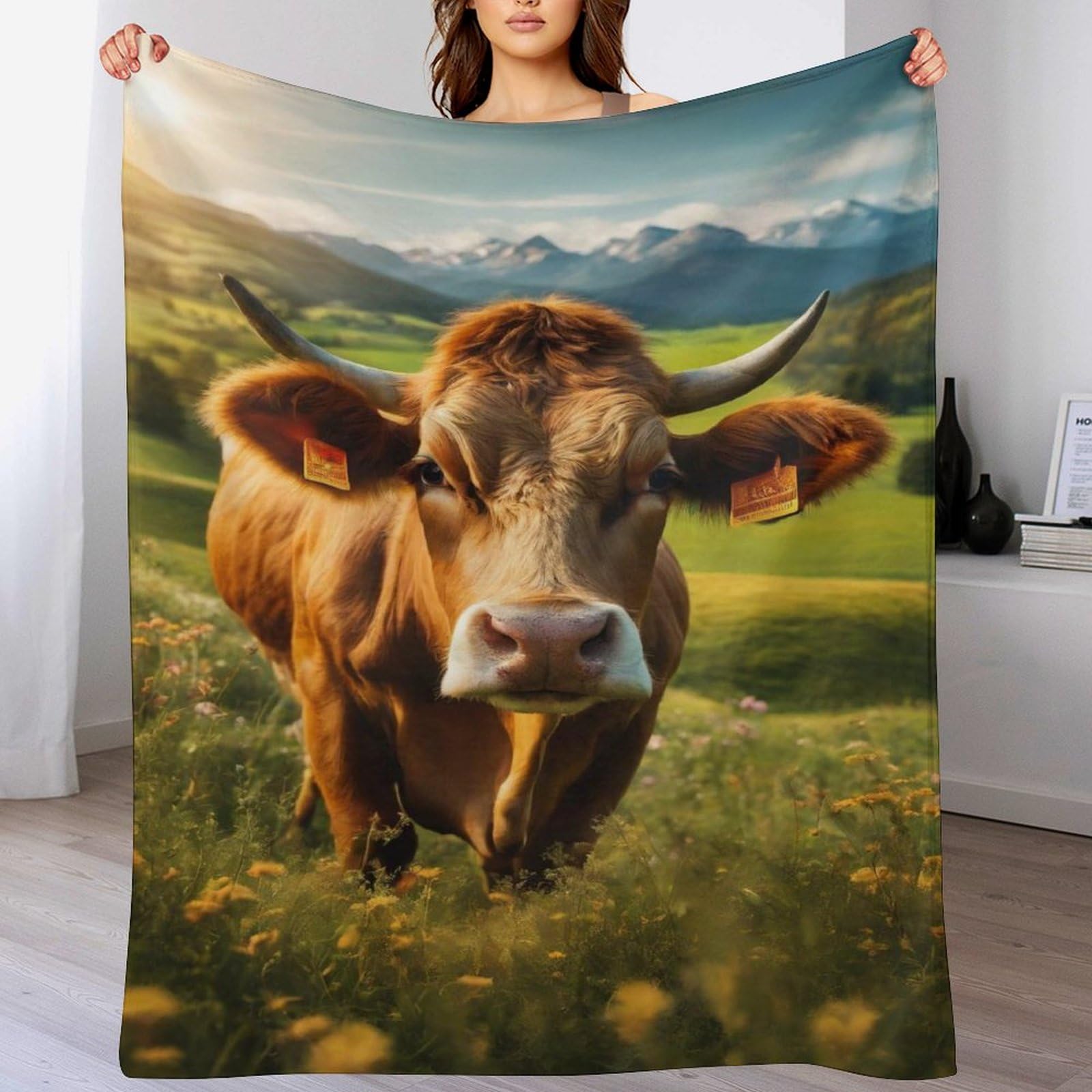 Couverture vache douce en flannel polaire haut de gamme pour canapé 130x180