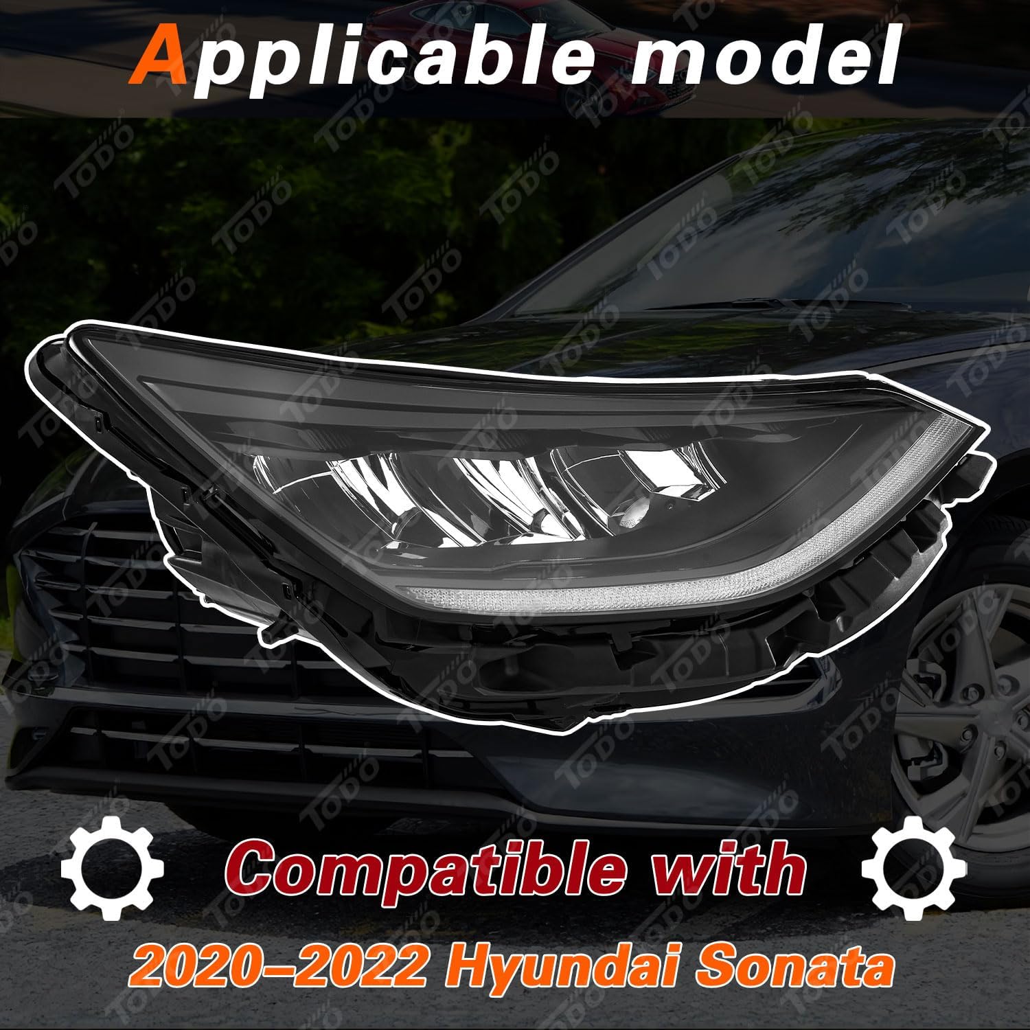 TODO Full LED Headlight Assembly for 2020 2021 2022 HYUNDAI SONATA, 92102-L1100, Right Passenger side
