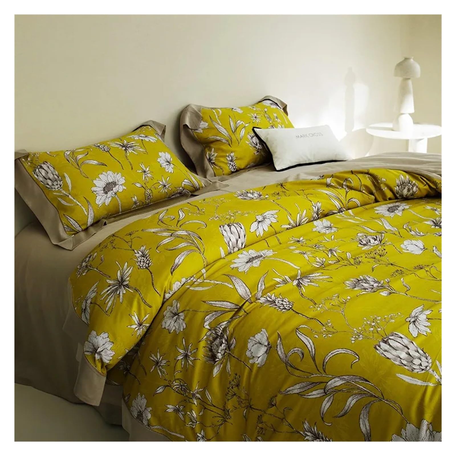 Sbcgfy B 800Tc Chic Floral Edding Set Cooling Silky Soft Like Mulberry Silk Duvet Cover Ed Sheet 2 Pillowcases,Cotton Duvet, Zq-11042,-Flat Ed Sheet_king 4Pcs