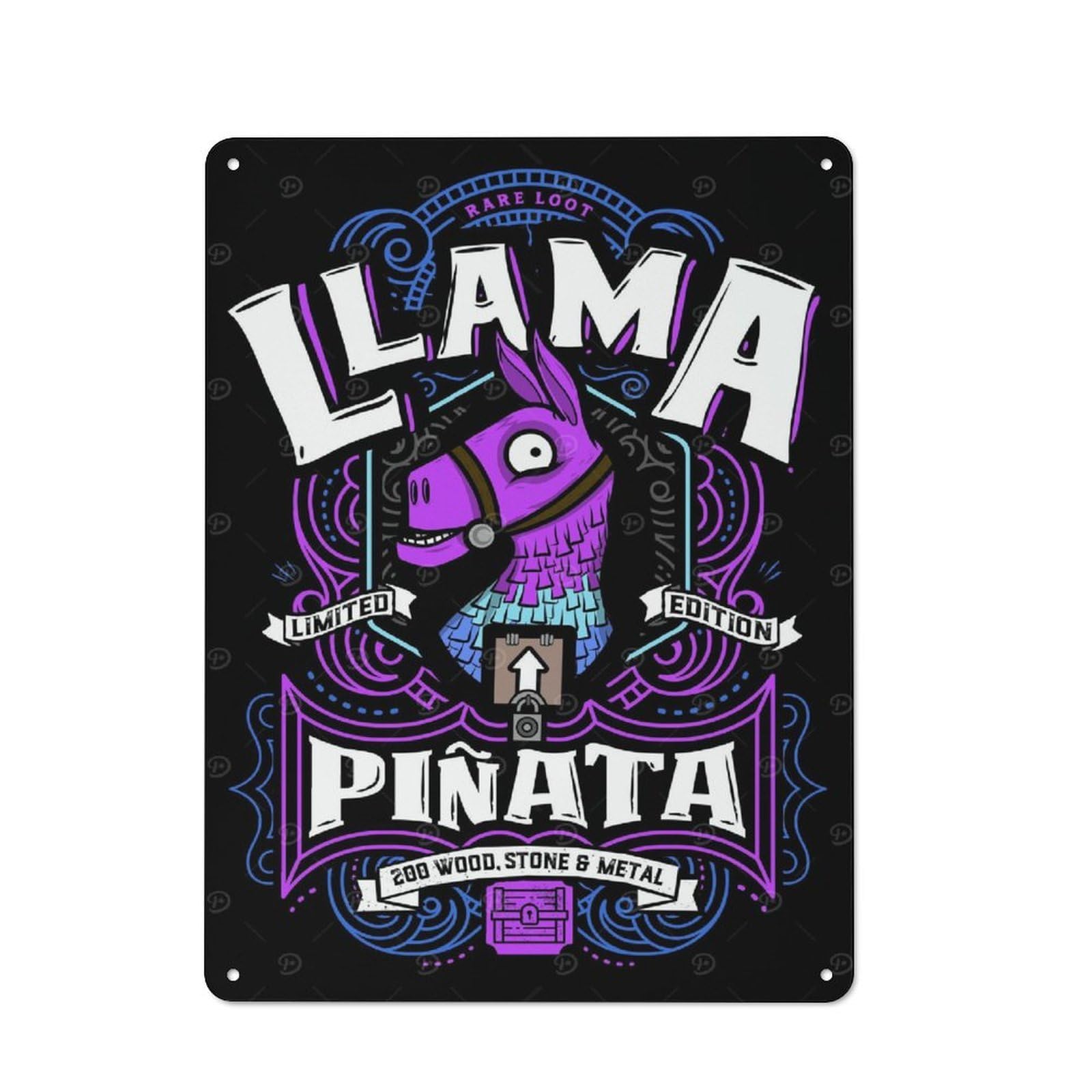 Junmoney Style-18 Vintage Tin Sign 40X30cm With Llama Pinata For Bar Or Restaurant, Suited To Bar Decor Enthusiasts
