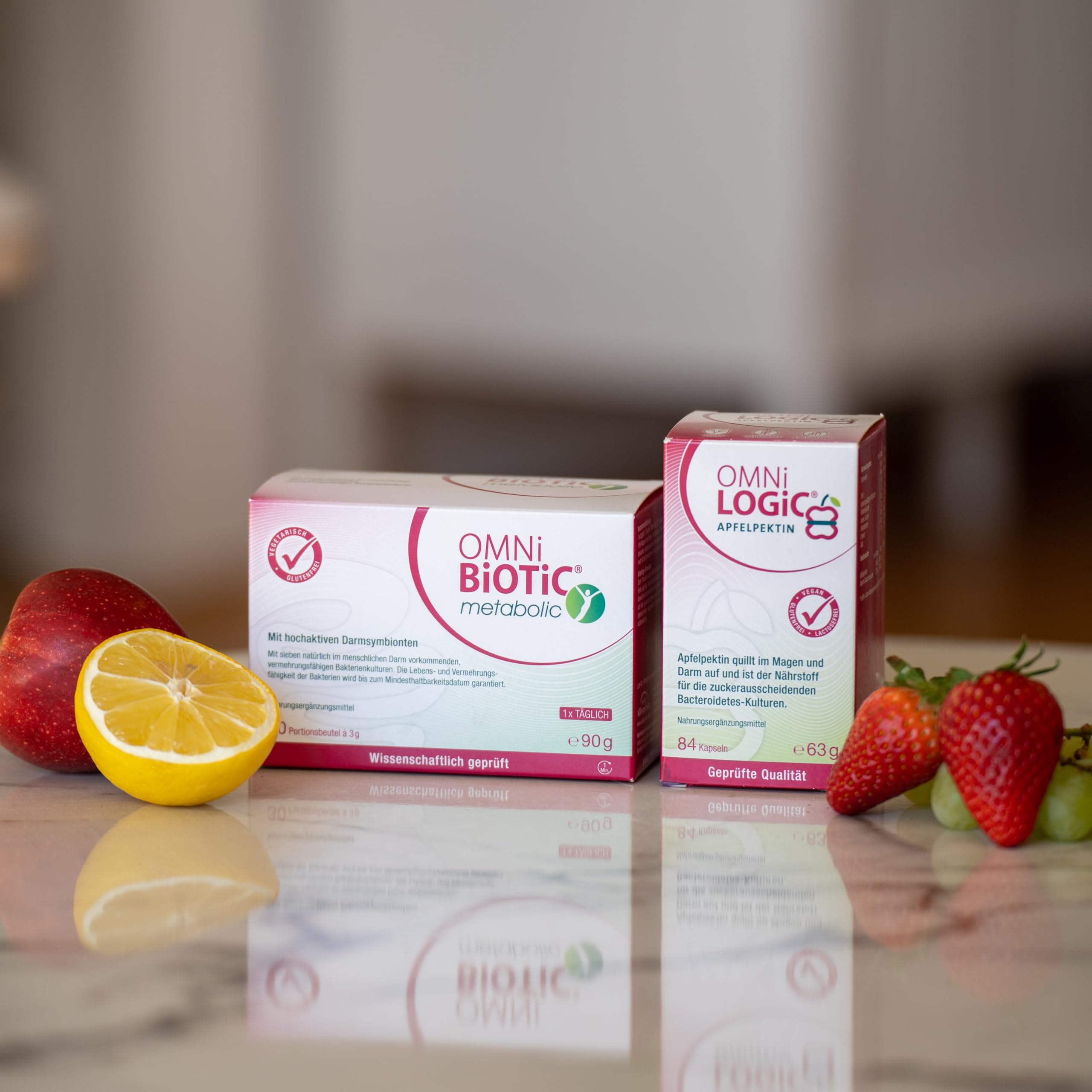 OMNi LOGiC Apfelpektin | Hochwertige Ballaststoff-Kapseln aus Apfel | 3,9 g pro Tagesportion | Ohne Zusatzstoffe | Vegan | 84 Kapseln