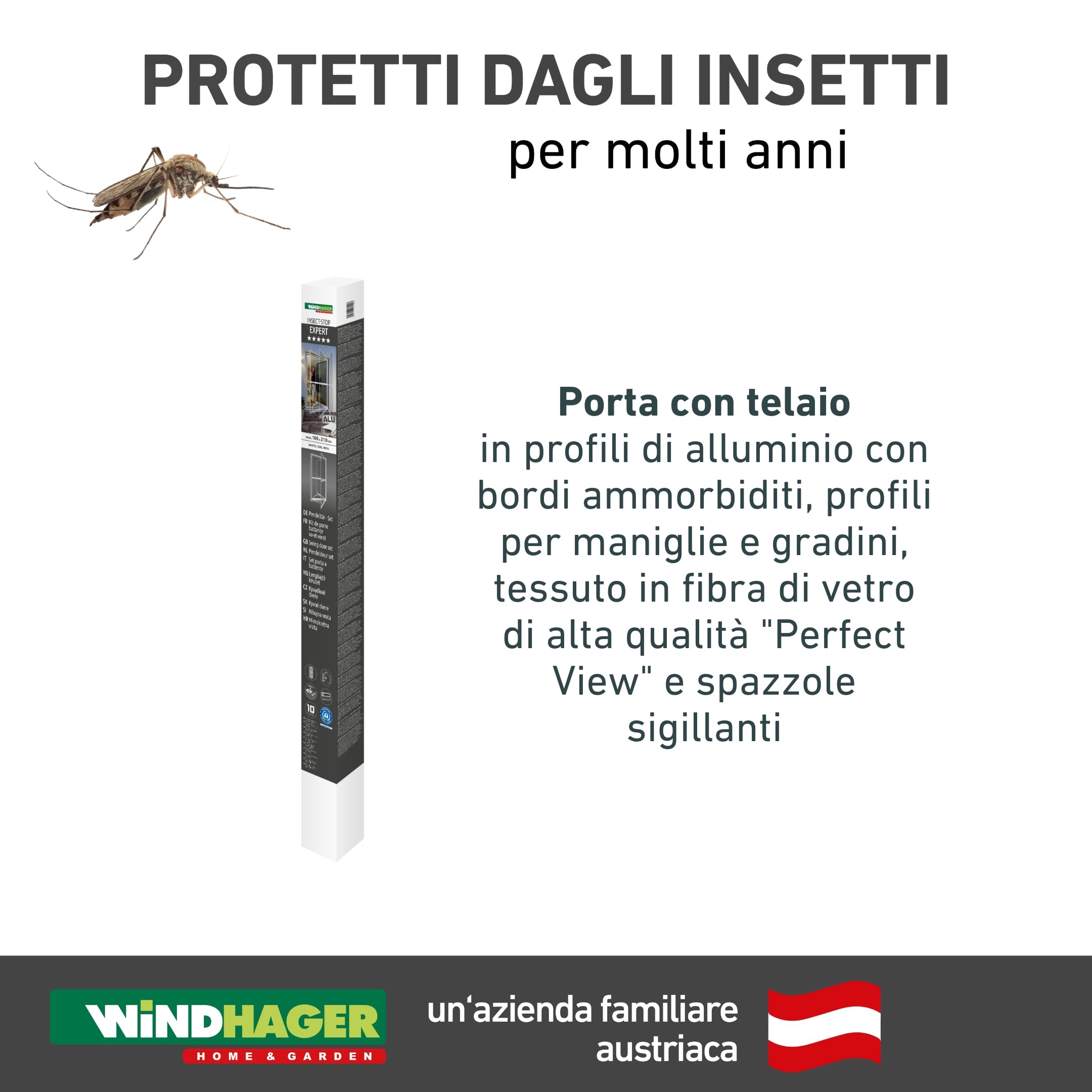 Windhager Expert 03241 - Zanzariera per porta a battente, zanzariera girevole, 100 x 210 cm, antracite