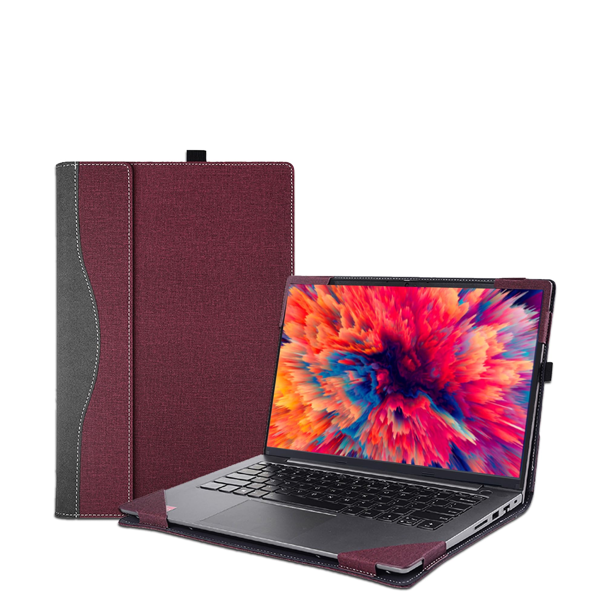 16 inch Laptop Case Cover for HP EliteBook 860/865 G9 G10 Sleeve & ZBook Firefly,Detachable PU Leather Protective Shell Bag with Pen Holder (Burgundy)