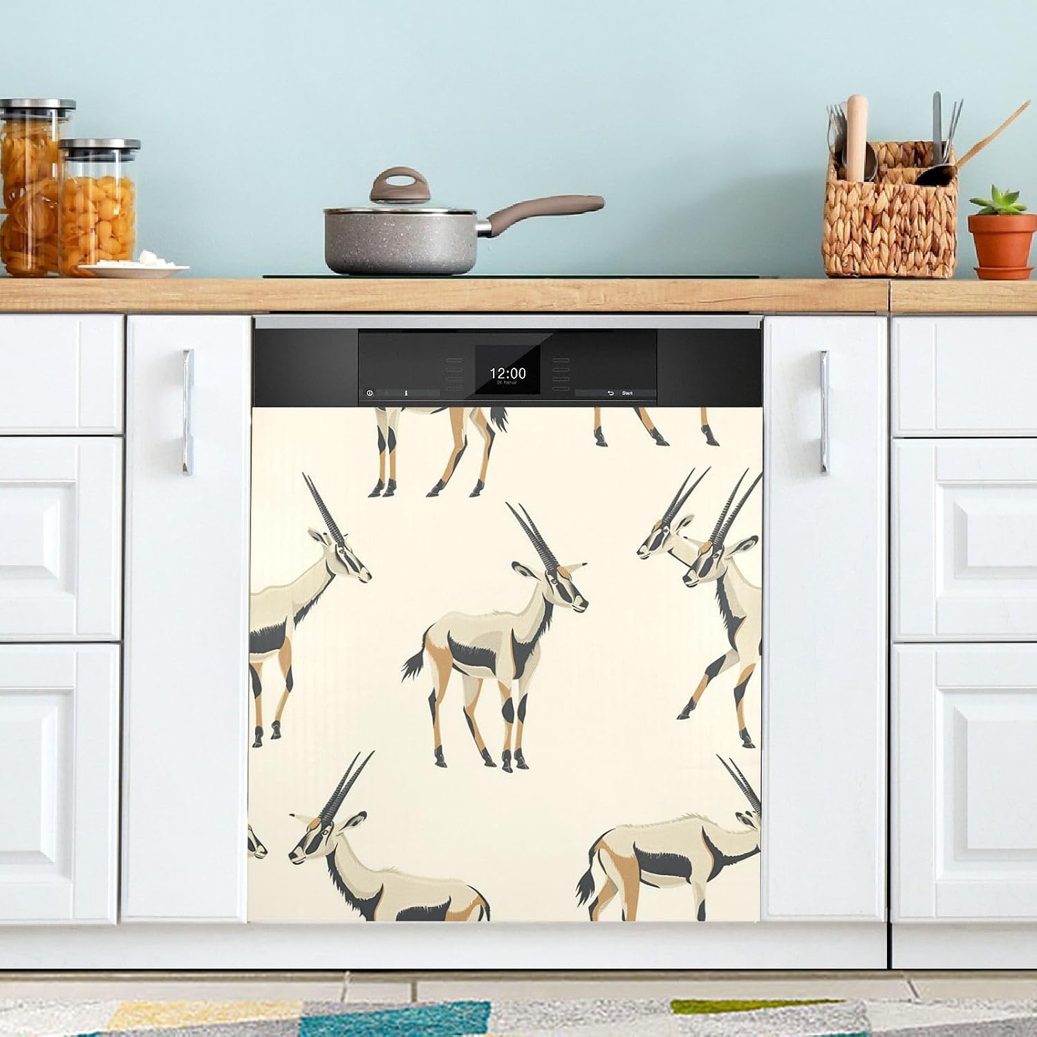 QUGRL Watermelon Cocktail Summer Dishwasher Magnet Cover Front Door Decorative Refrigerator Covers Magnetic Sheet Sticker Wash Machine Fridge Panel Decal for Kitchen Appliance 23x26 in
