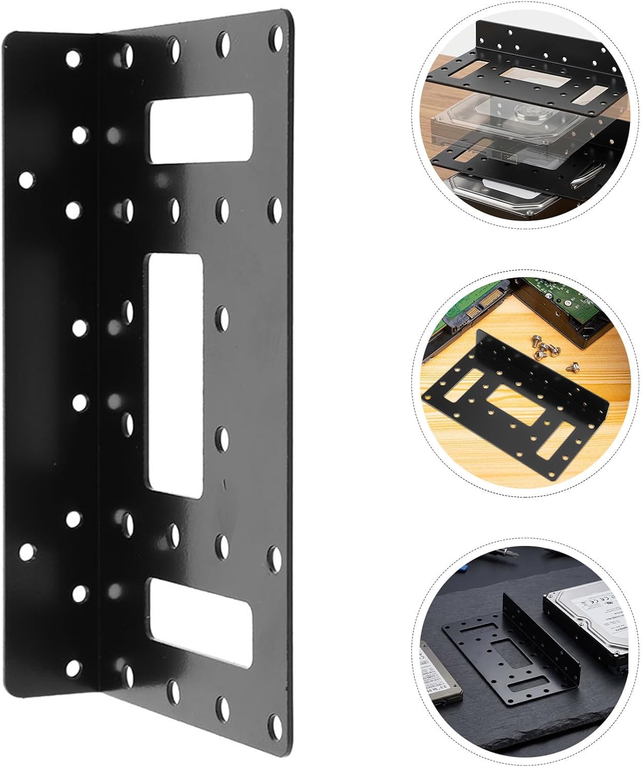 MERRYHAPY 2pcs Metal Hard Drive Mounting Bracket for SSD and HDD, Multi Slot 2.5/3.5 Inch Rack, Easy to Organize and Upgrade Hard Drives, Compatible with Desktop PC Case Installation