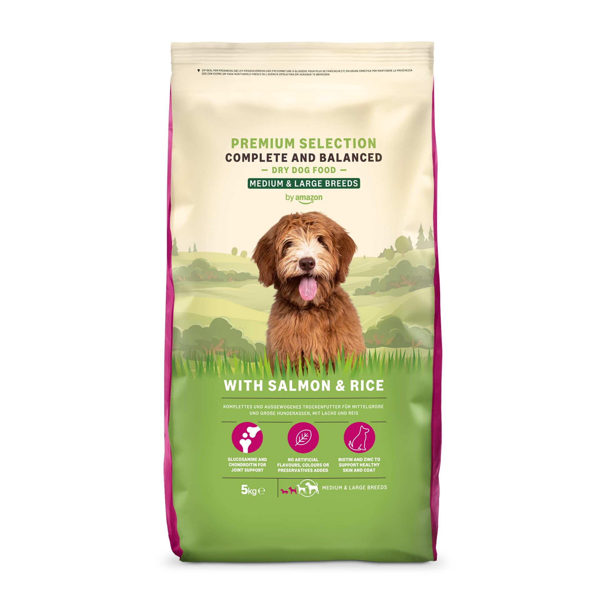 by Amazon Komplett Trockenfutter für ausgewachsene (Adult) Hunde, Lachs und Reis, 5 kg (1er Pack)(Zuvor eine Marke von Lifelong, gleiches Produkt)