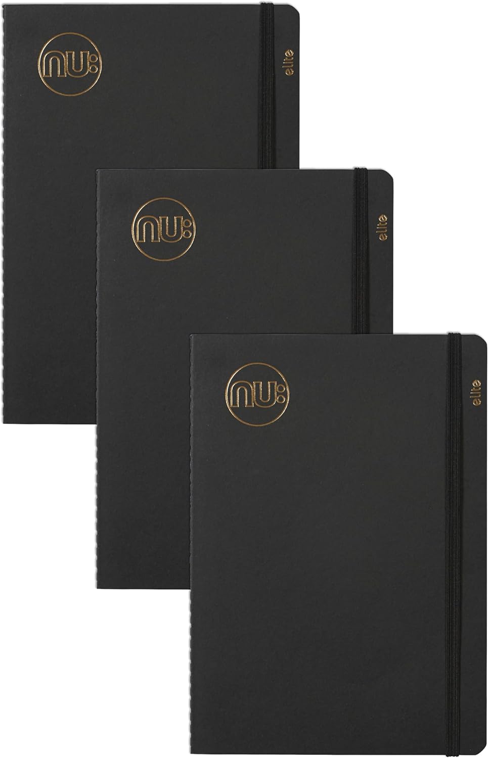 nu: Notebooks - Kraft Range - Black Stitched Spine A5 Notebook - Stationery Notebooks - Professional Notepad - Multipack of 3