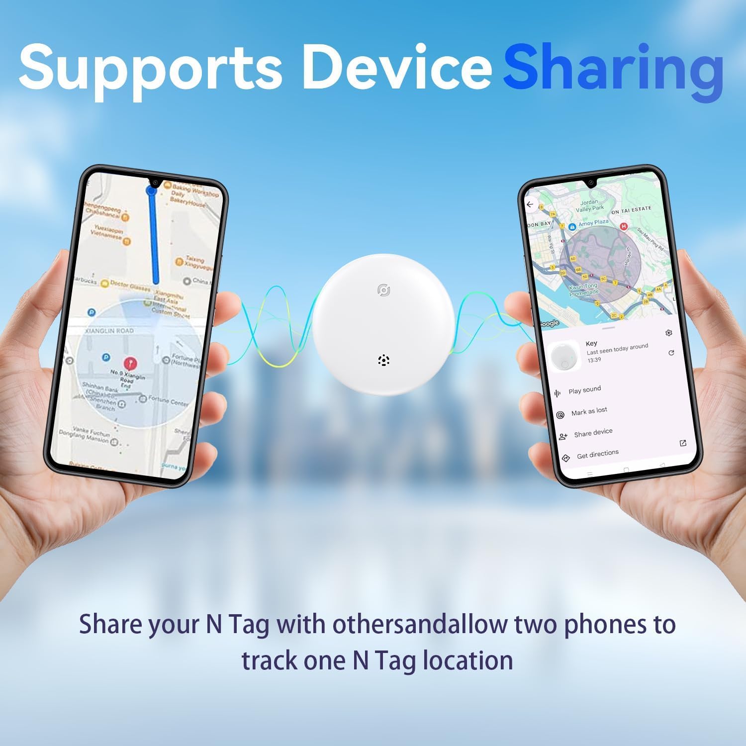 Smart Tracker Tag Android, Bluetooth Localizzatore Chiavi GPS Tracker (Solo Android) Funziona con Google Dov'è App Trova Oggetti Compatibile con Trova Dispositivo (Bianco+nero, 2 pack)