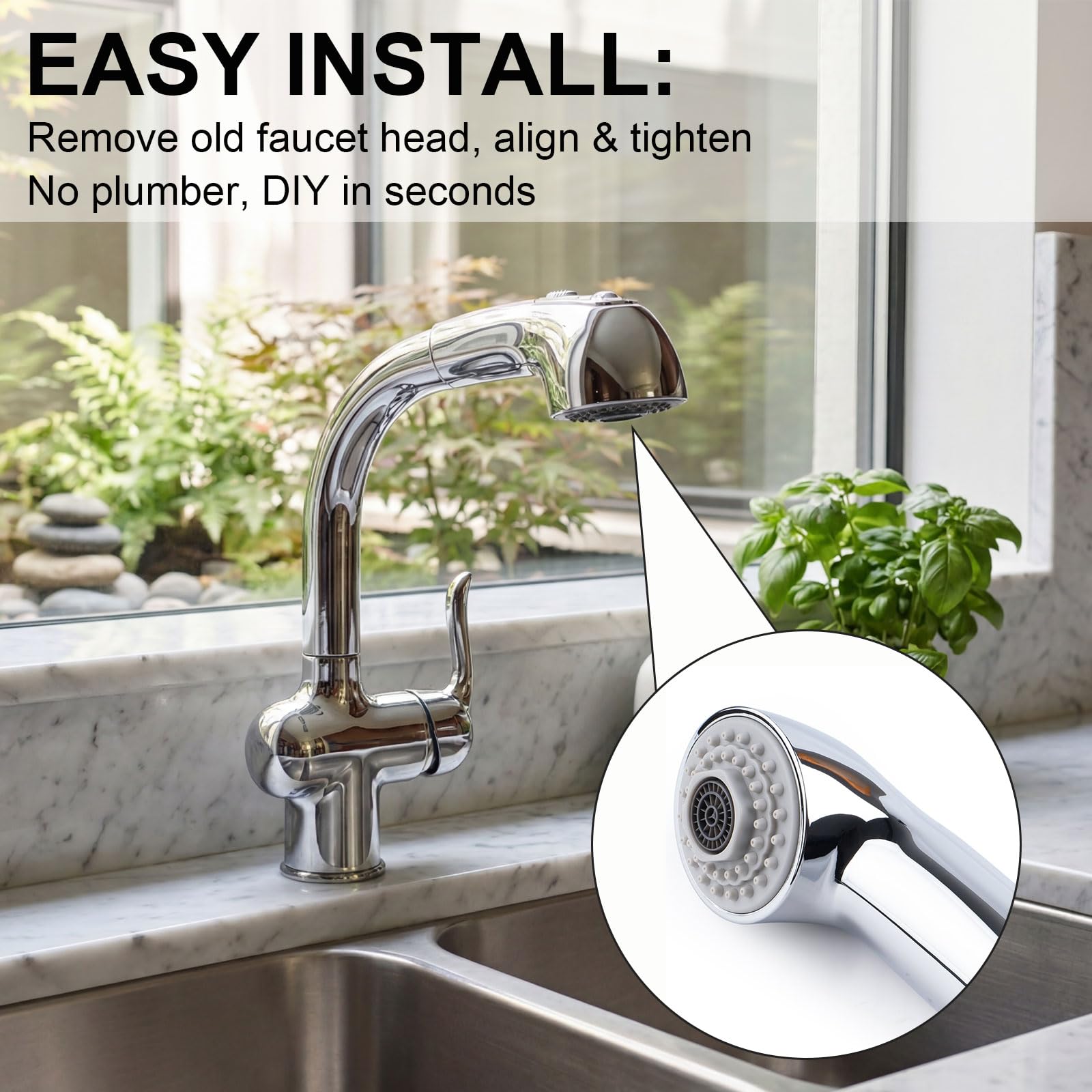 Varita de pulverización extraíble para grifos extraíbles Grohe, compatible con Grohe Part 46312IE0 / 46298IE0, cromado