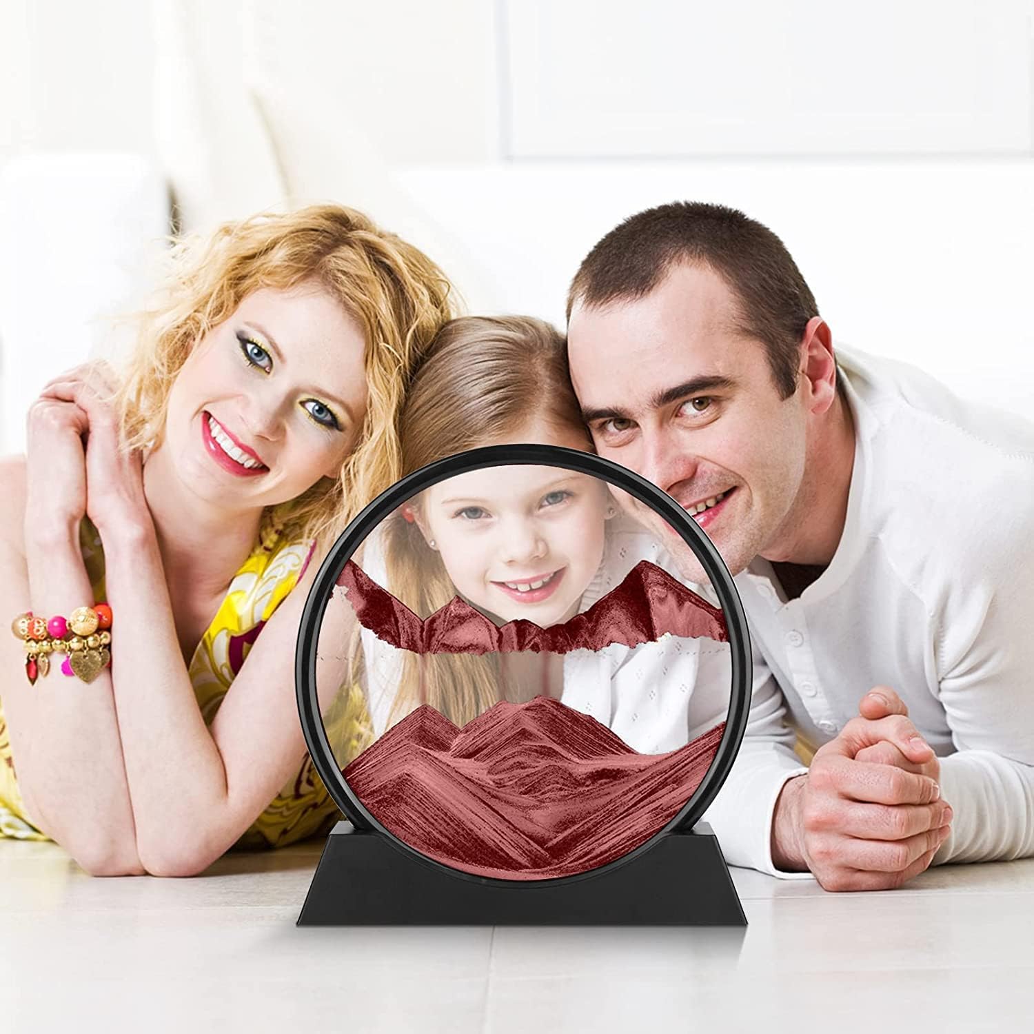 rysnwsu 3D Dynamic Sand Art Liquid Motion, Moving Sand Art Picture Round Glass 3D Deep Sea Sandscape in Motion Display Flowing Sand Painting Relaxing Desk Toys (Brown, 7'') - Image 4