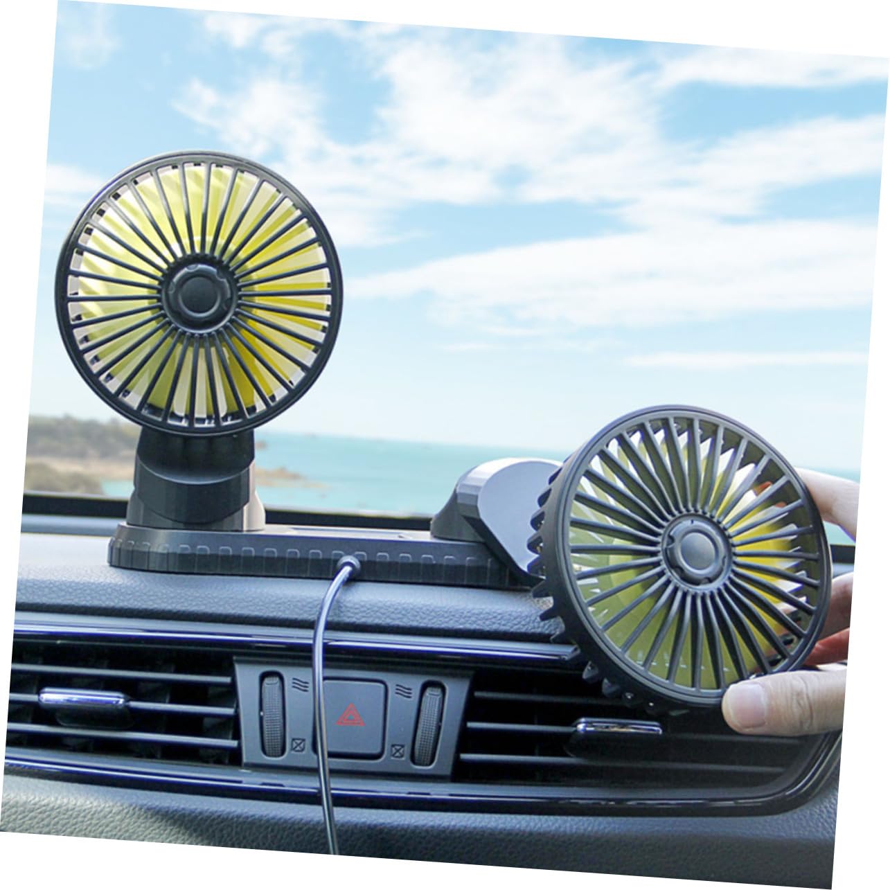 KOMBIUDA Ventilateur USB Double Tête pour Voiture Portable Ventilateur de Refroidissement à avec Angle pour Bureau Maison et Voyage