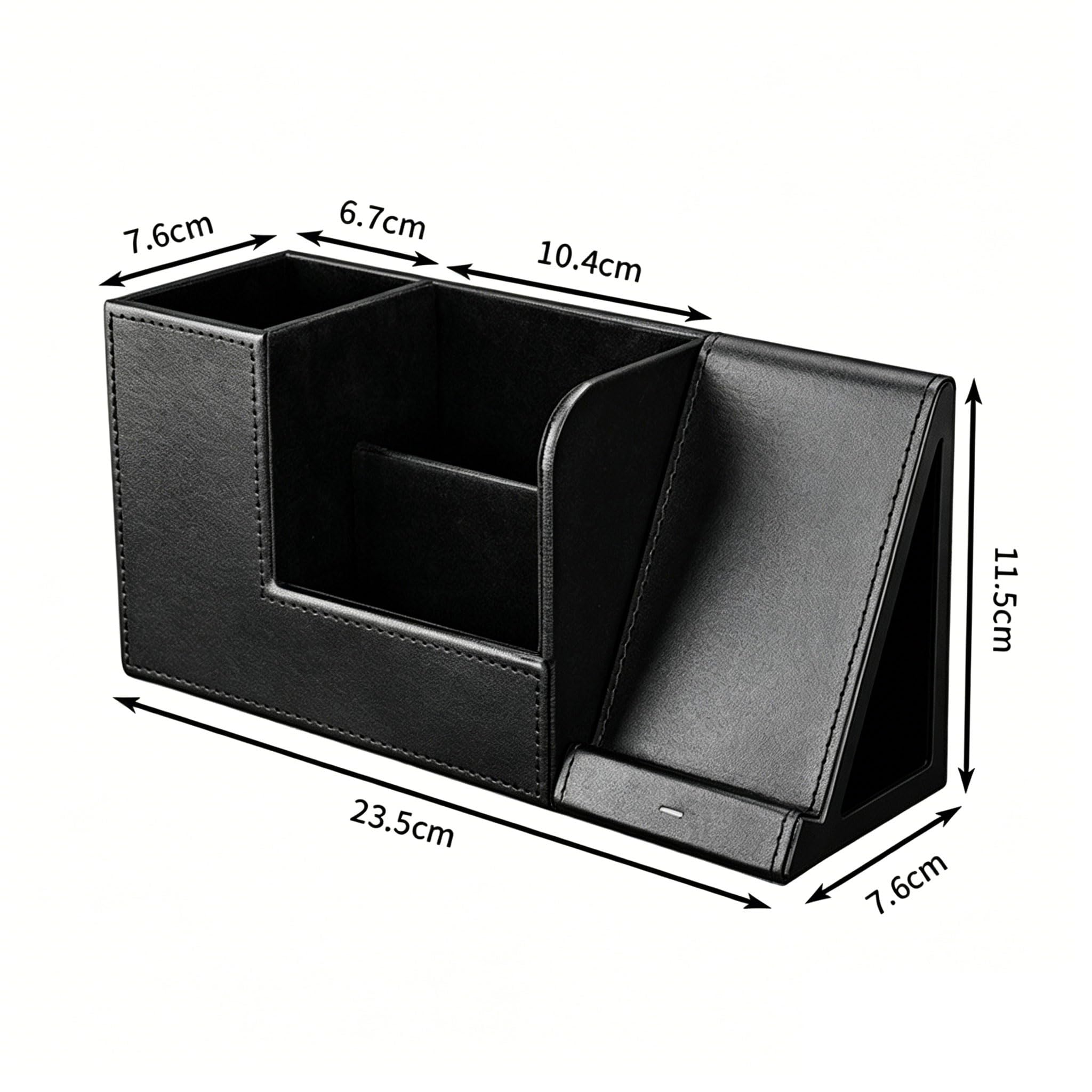Supporto remoto in pelle PU con stazione ricarica per telefono integrata Stazione ricarica rapida da 10 W per uffici Uso domestico Accessorio da scrivania in pelle PU