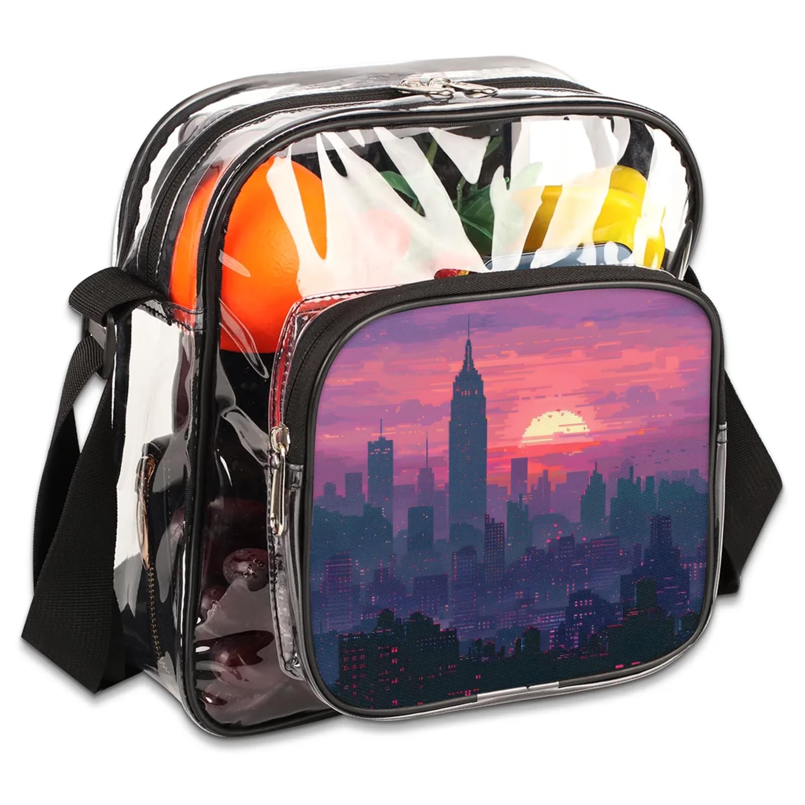 GzLeyigou Clear Crossbody Bag Stadium Approved City Transparent Bag for Festivals, Sports Events, Concerts,Beach Bag for Women Men Clear Purse with Front Pocket Messenger Bag with Adjustable Strap