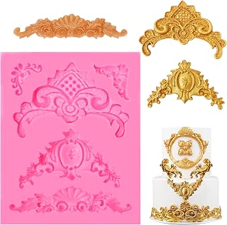 Baroque Scroll Silicone Mold, Chocolate Border Lace Mold, Curlicues Scroll Lace Fondant Molds for Cake Decoration Cupcake Topper Candy Sugar Craft Polymer Clay Jewelry