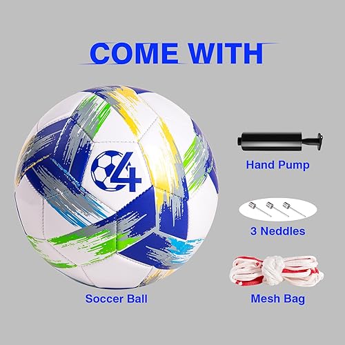 Miniatura 3 de Balón de fútbol de tamaño 2345 con bomba y bolsa, pelota desinflada, paquete de 1, 2 o 3 unidades, color blanco y negro clásico, pelota de fútbol