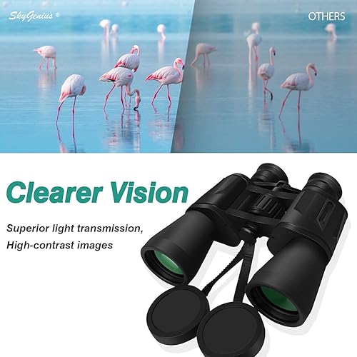 Miniatura 6 de Binoculares potentes de 10 x 50 para adultos, binoculares transparentes duraderos de tamaño completo para observación de aves, viajes, turismo,