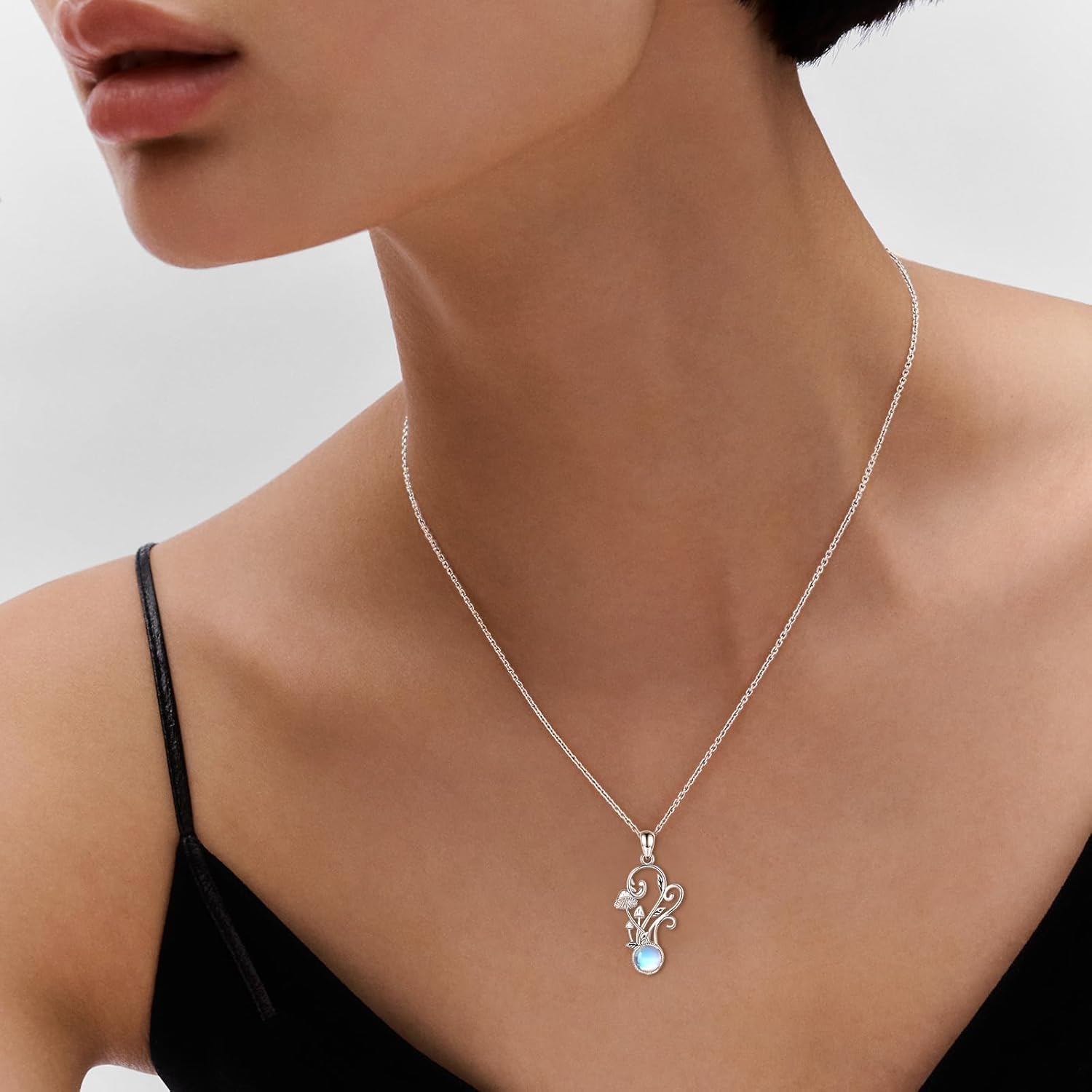 Sariel Moonstone Mushroom Necklace for Women - 925 Sterling Silver Mushroom Themed Gifts Magical Mushrooms Jewelry - Image 4