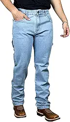 Calca Jeans Country Carpinteira Masculina Cowboy Texana Elastano Barra Larga Pura Raça
