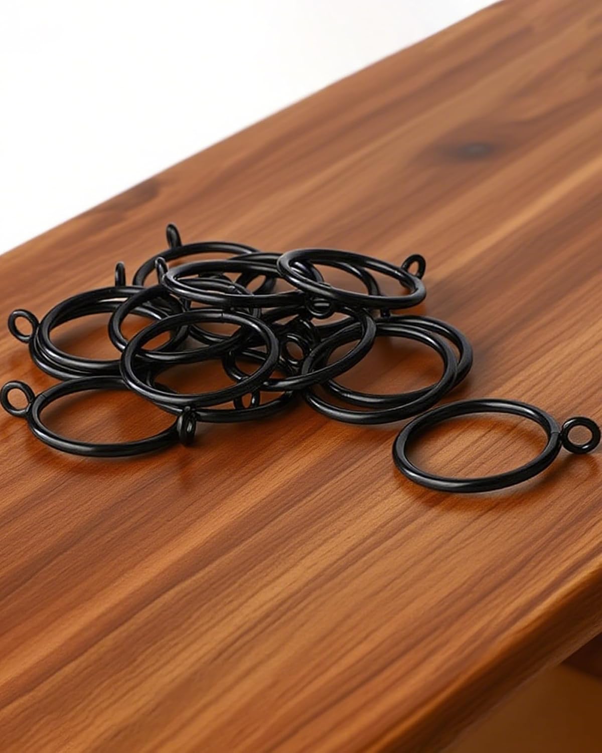 30Pack Metal Curtain Rings with Eyelets LWTCUJOH Smooth Gliding Drapery Rings for Hooks, Pinch Pleat Curtains 1.5" Inner Diameter Fits up to 1.25" Drapery Rod-Black