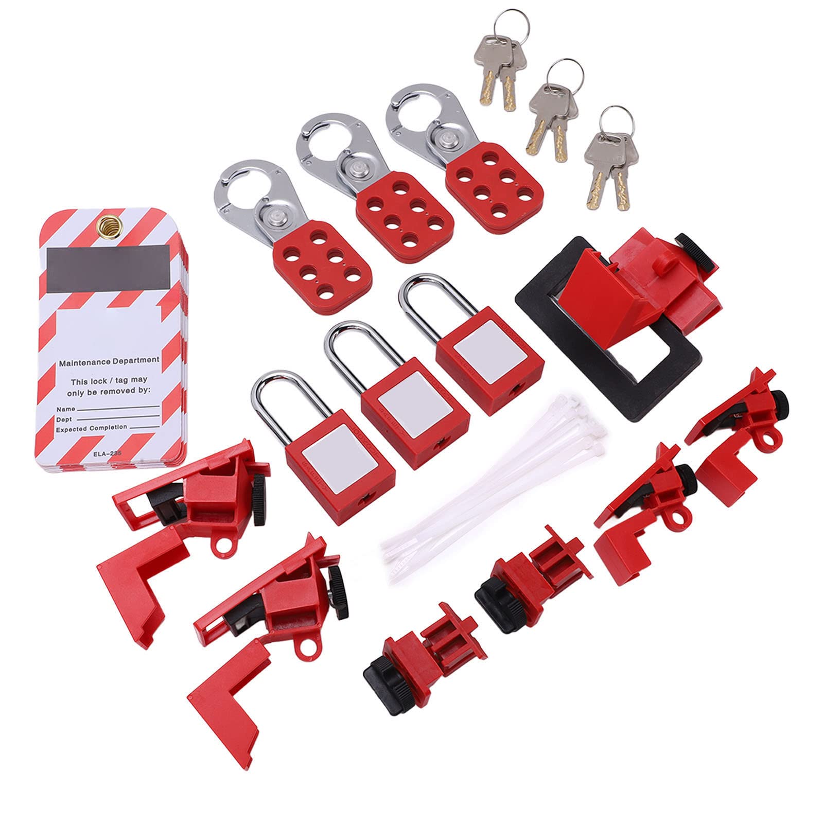 Fockety Kit de Etiquetado de Bloqueo Industrial, Candado Seguro con Etiqueta Loto, Dispositivo de Bloqueo de Disyuntor para Protección de Trabajadores