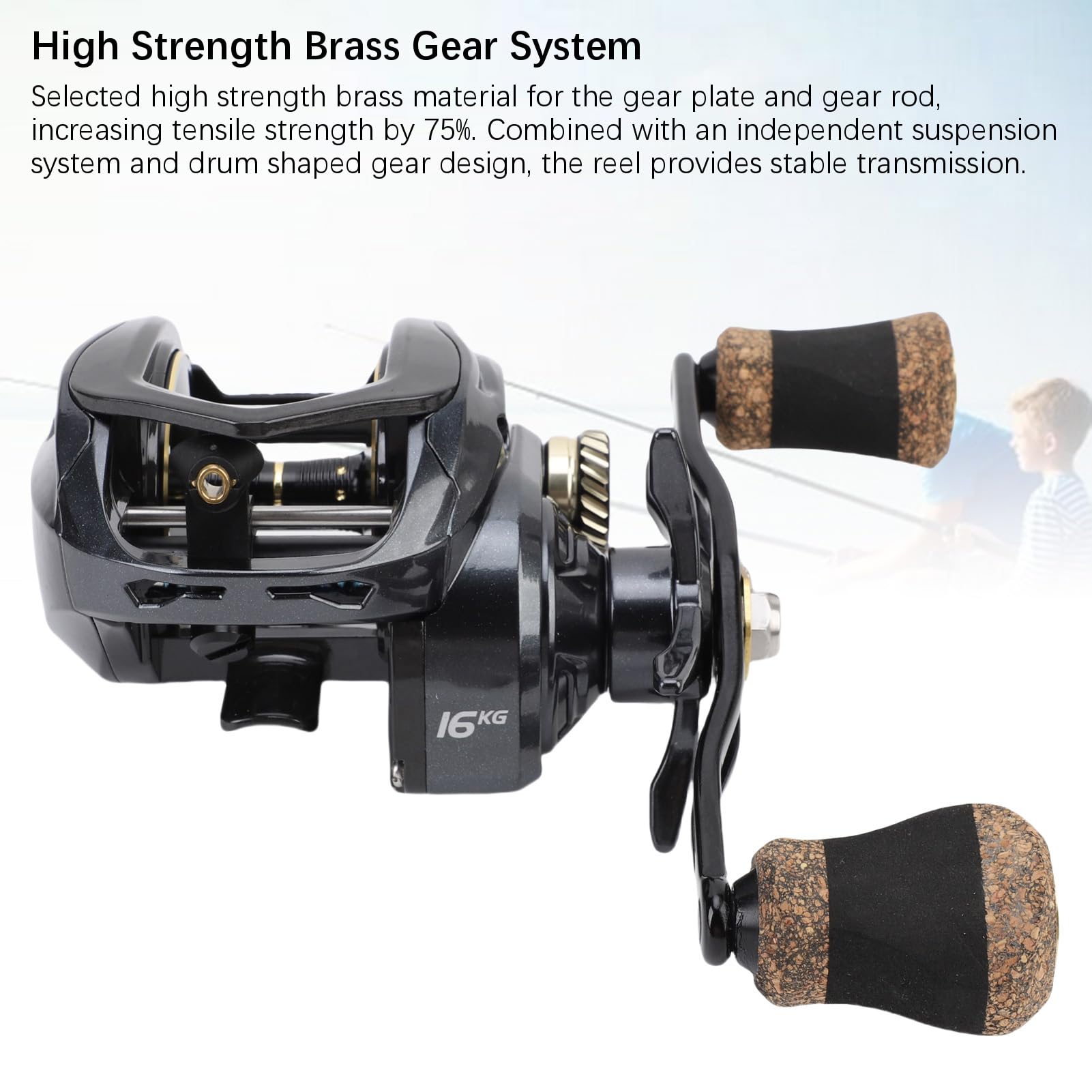 Generic Carrete Baitcasting Suave de Arrastre de 35,3 Libras con de Engranajes de Latón de Alta Resistencia para Pesca con Mano Izquierda