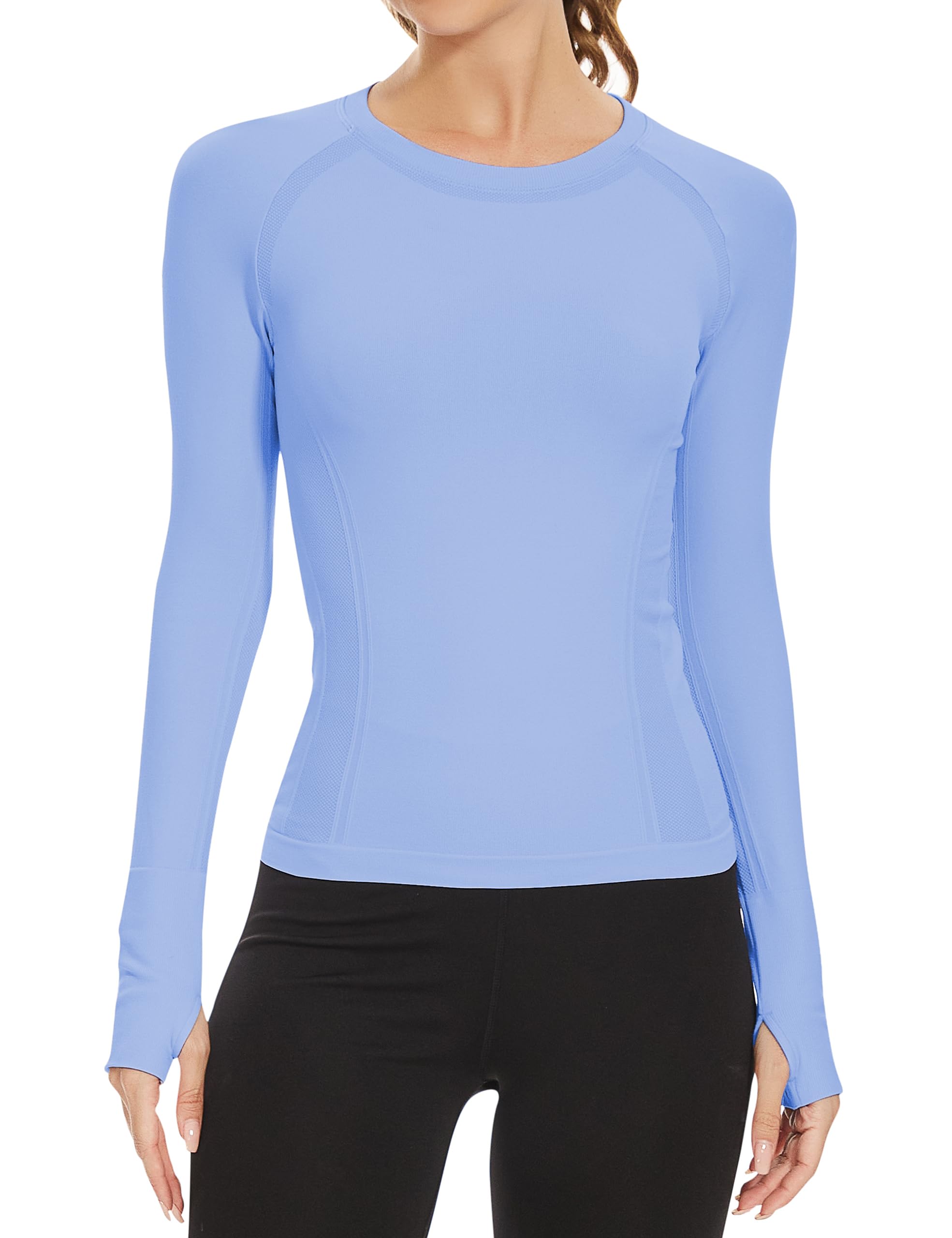 MathCat Seamless Long Sleeve Workout Tops with Thumb Holes