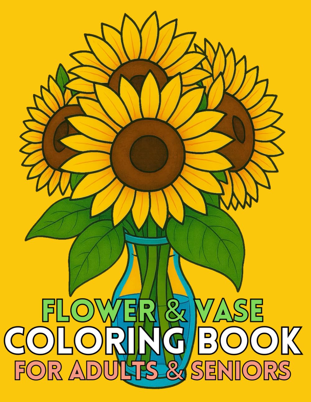 Flower Vase Coloring Book for Adults & Seniors: 50 Large Print, Simple Designs for Relaxation, Joy & Stress Relief (Easy Adult & Senior Coloring Series)