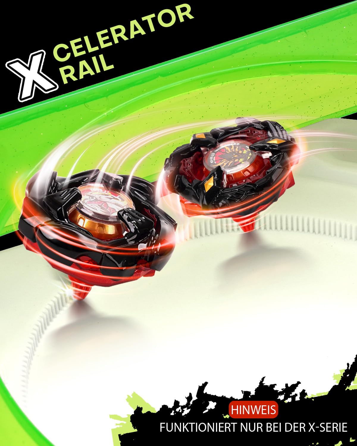 DEZAWRTY Groß X Stadium Arena Set - 6 Kampfkreisel, 2 Launchers und 1 Xtreme Arena mit X-Celeration Rail, Battle Kampfarena für Kinder ab 6 Jahren, Kampfspielzeug für Jungen