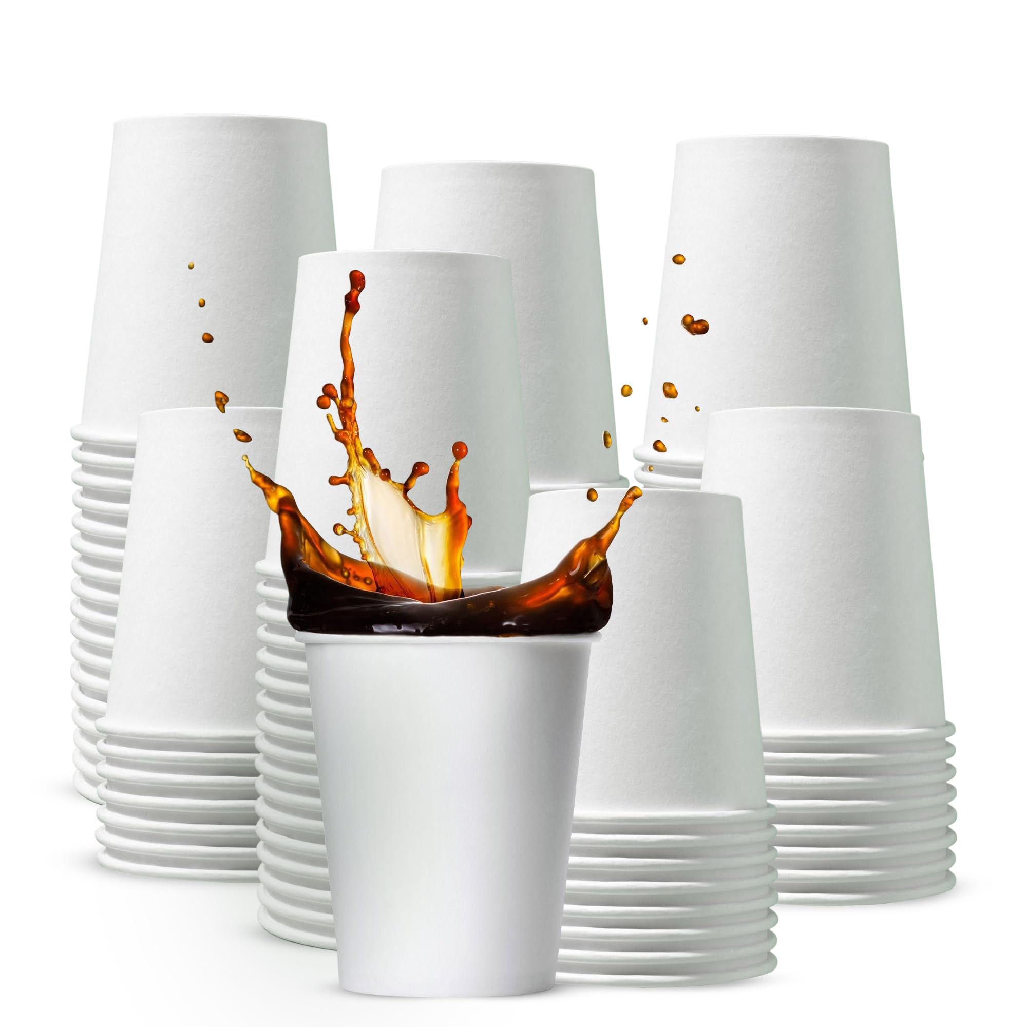 CHEF ROYALE Pack of 1000x 8oz Paper Cups for Hot & Cold Drink Disposable Coffee Cups Eco Friendly Cups Perfect to Use for Your Home, Office, Cafe, Work Outdoors White Cups (1000, 8oz)