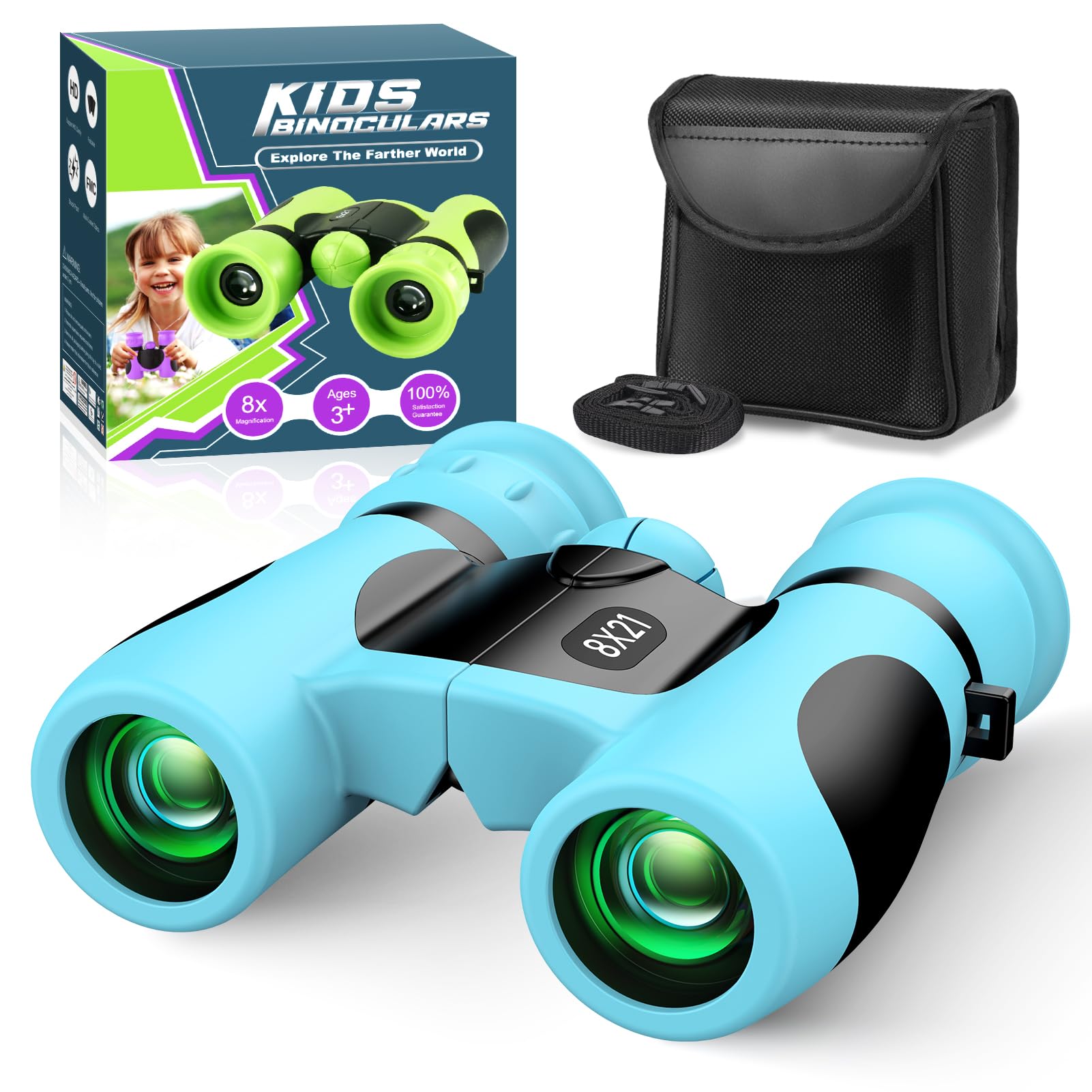 Upgrade Impermeabile Compatto Binocolo per Bambini - 8x21, All'aperto Idea Giocattoli Regalo