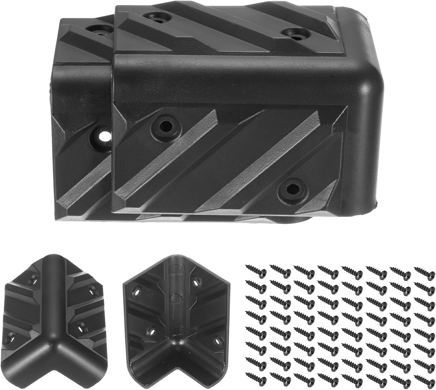 MECCANIXITY 16 Pcs Speaker Cabinet Corners Protector 48x48x80mm Plastic Stackable Guard Wrap Angle Case Edge Box Protection with 64 Pcs Installation Screw for Stage DJ Audio Sound Case