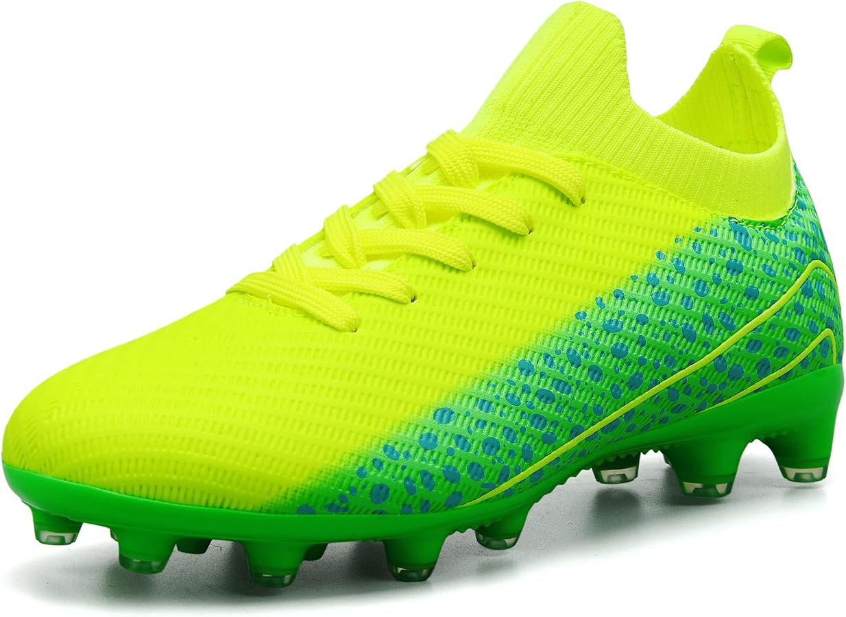 green and yellow youth football cleats